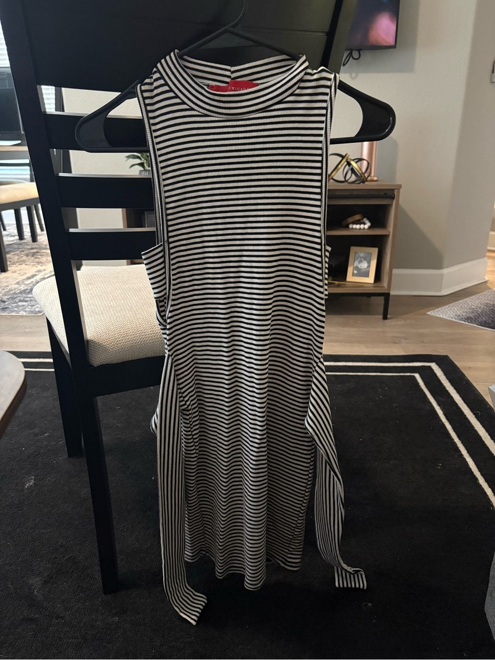 AKIRA Black and White Striped Mini Dress